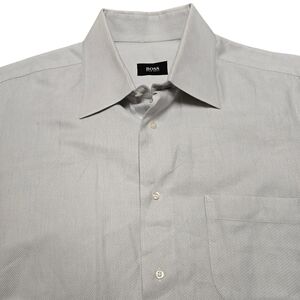 BOSS Hugo Boss Men's Gray Microstripe Button-Down Shirt Sz 16.5 32-33 / 2Xl